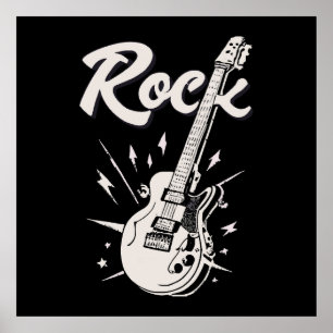 Electric guitar with rock word poster
