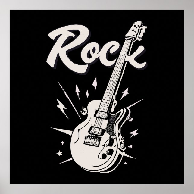 Electric guitar with rock word poster (Front)