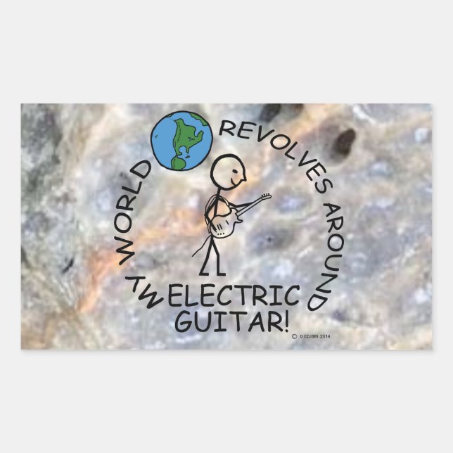 Electric Guitar - World Revolves Around Rectangula Rectangular Sticker (Front)