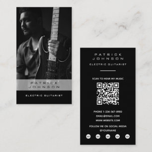 Electric Guitarist Musician Photo QR Code Business Card