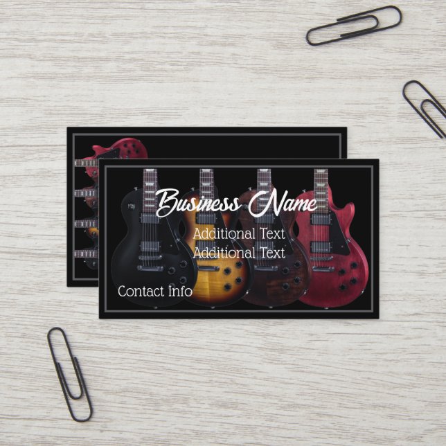 Electric Guitars Black Business Card (Front/Back In Situ)