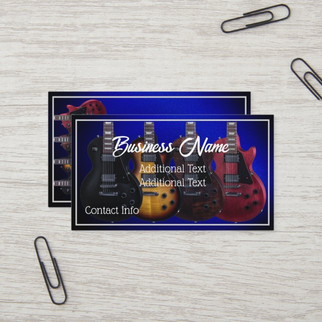 Electric Guitars Blue Business Card (Front/Back In Situ)