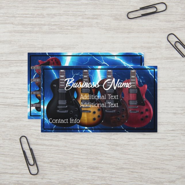 Electric Guitars Blue Lightning Business Card (Front/Back In Situ)