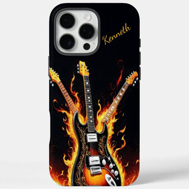 Electric guitars burst into flames at sunset Case-Mate iPhone case (Back)