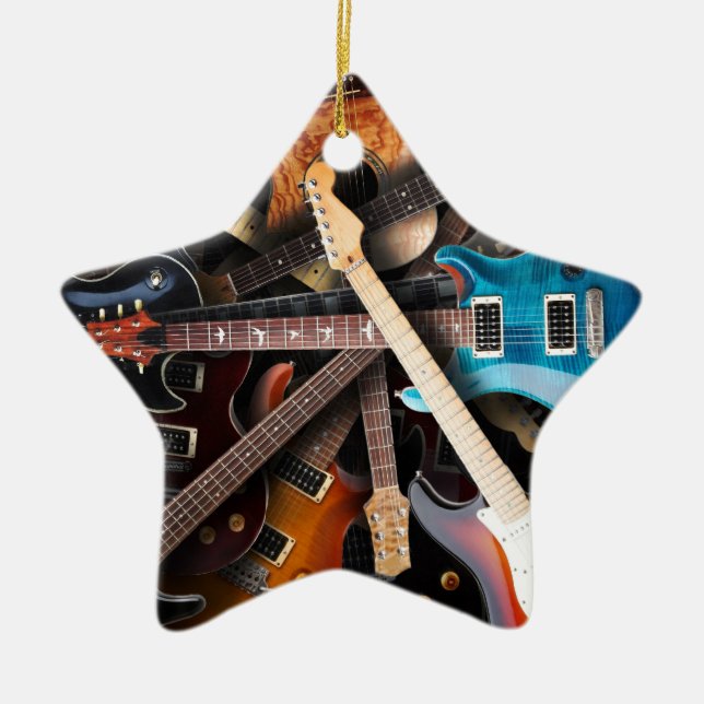 Electric Guitars Concept Ceramic Tree Decoration (Front)