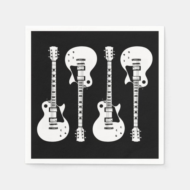 Electric Guitars Graphic in White Napkin (Front)