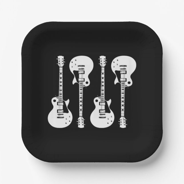 Electric Guitars Graphic in White Paper Plate (Front)