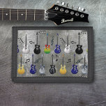 Electric Guitars Trifold Wallet<br><div class="desc">Many colours of electric guitars against a metallic grey background.</div>