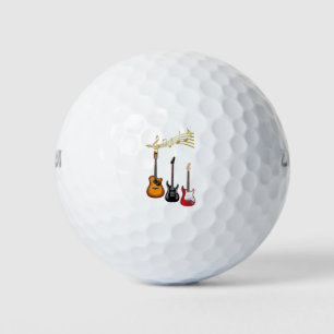 electric guitars with musical scores golf balls