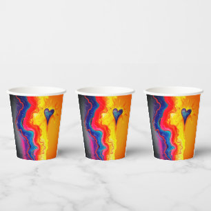 Electric Heart Abstract Flow Paper Cups