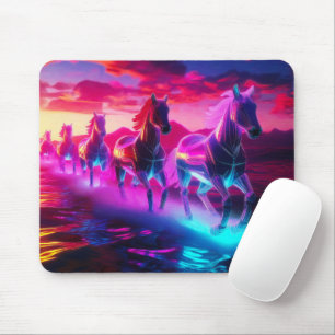 Electric Herd - Synthwave Horses Mouse Pad