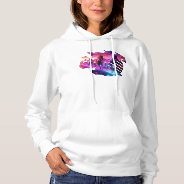 Electric Herd - Synthwave Horses v2 Hoodie (Front)