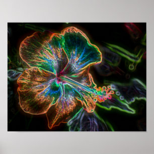 Electric Hibiscus Abstract Flower Art #2 Poster