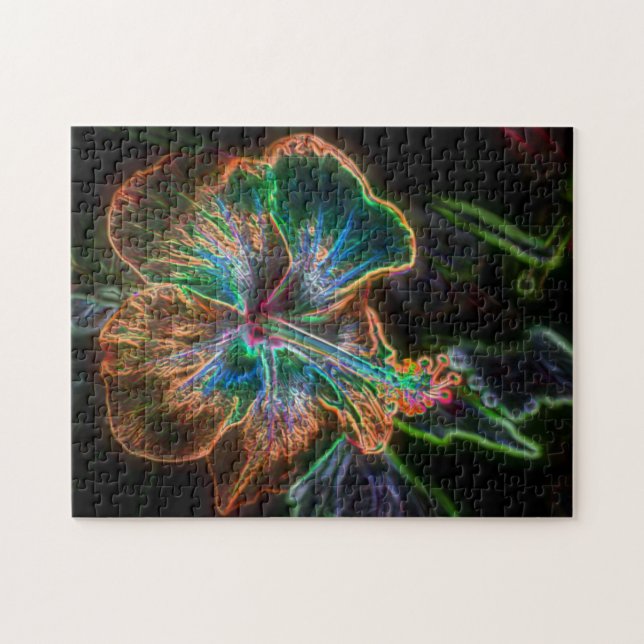 Electric Hibiscus Flower Abstract Art #2  Jigsaw Puzzle (Horizontal)