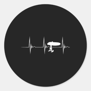Electric Hydrofoil Surfboard Efoil Heartbeat Ekg P Classic Round Sticker