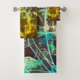 Electric Light Lines Gradient Abstract. Bath Towel Set