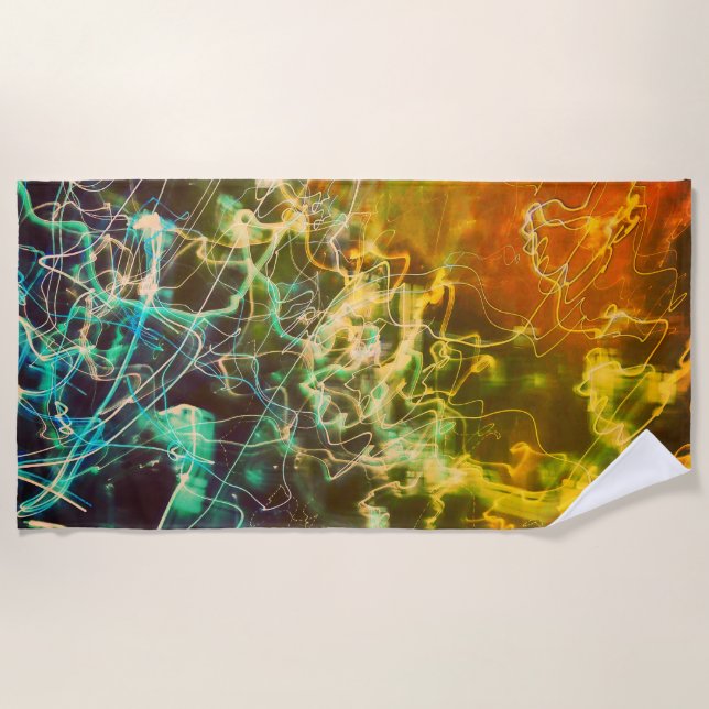 Electric Light Lines Gradient Abstract. Beach Towel (Front)