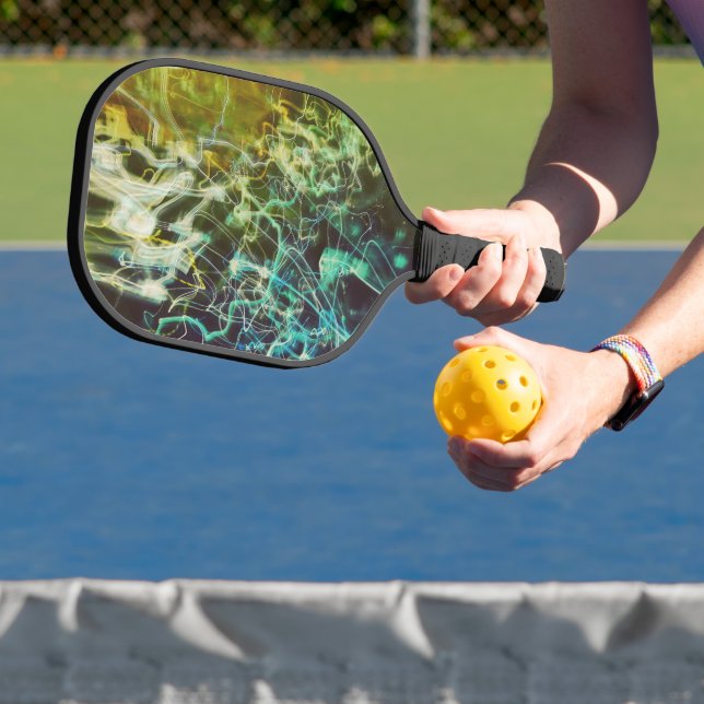 Electric Light Lines Gradient Abstract. Pickleball Paddle (Insitu)