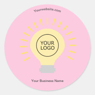 Electric Light Your Logo Pale Pink Custom Business Classic Round Sticker
