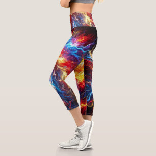 Electric Lightning Bright Colours  Capri Leggings