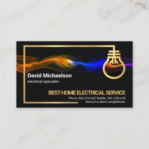 Electric Lightning Gold Electrical Circuit Frame B Business Card