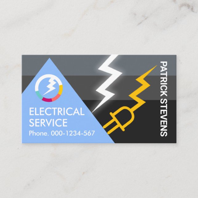 Electric Lightning Plug Powers Home Business Card (Front)