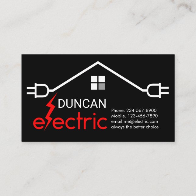 Electric Lightning Roof Circuit Plug Business Card (Front)