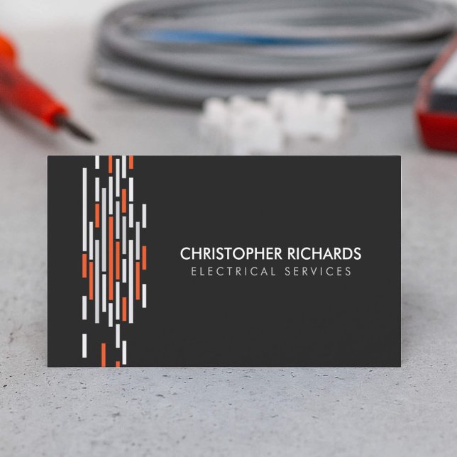 Electric Lights Orange Electrician Business Card (Creator Uploaded)