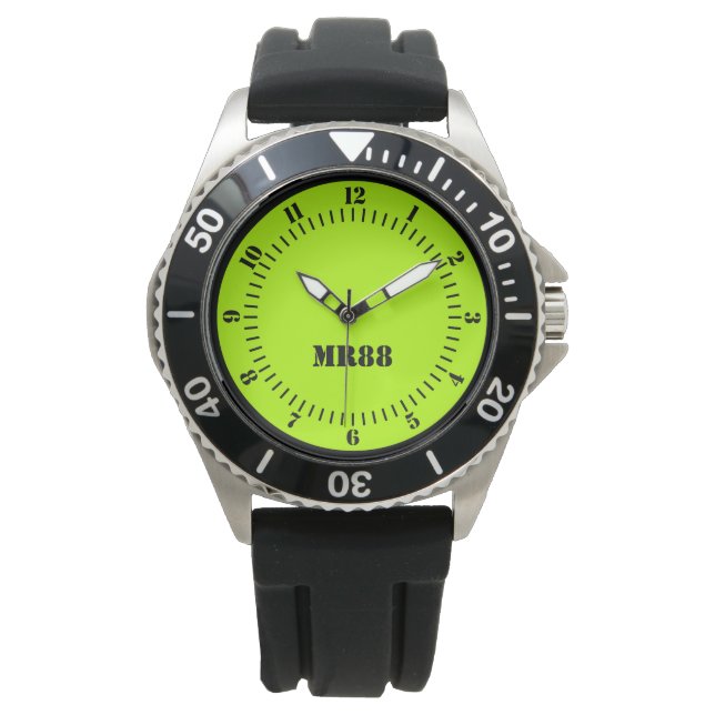 Electric Lime Green Accent Colour Decor Monogram Watch (Front)