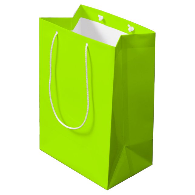 Electric Lime Green Accent Ready to Customise Medium Gift Bag (Back Angled)