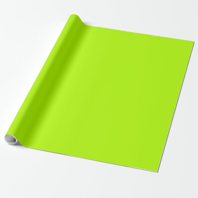 Electric Lime Green Colour Ready to Customise Wrapping Paper (Unrolled)