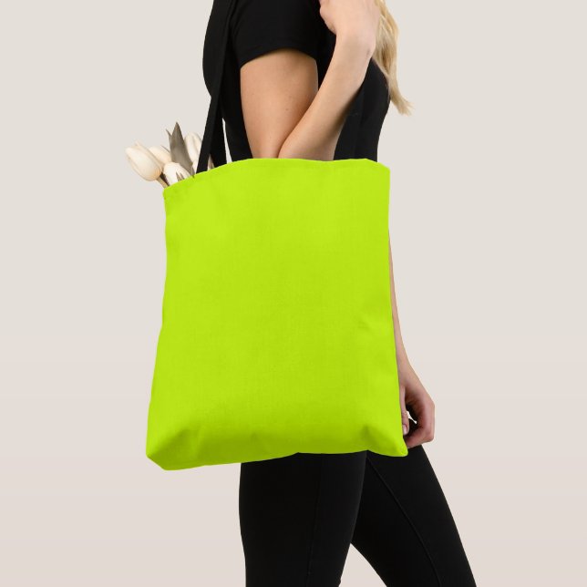 Electric Lime Solid colour  Tote Bag (Close Up)