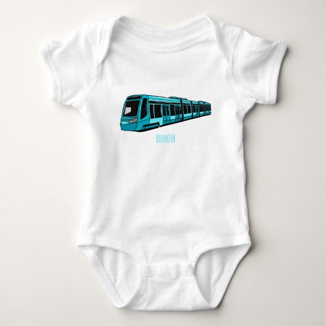 Electric locomotive cartoon illustration baby bodysuit (Front)