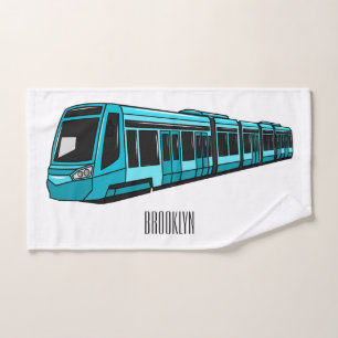 Electric locomotive cartoon illustration bath towel set