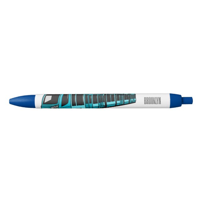 Electric locomotive cartoon illustration black ink pen (Front)