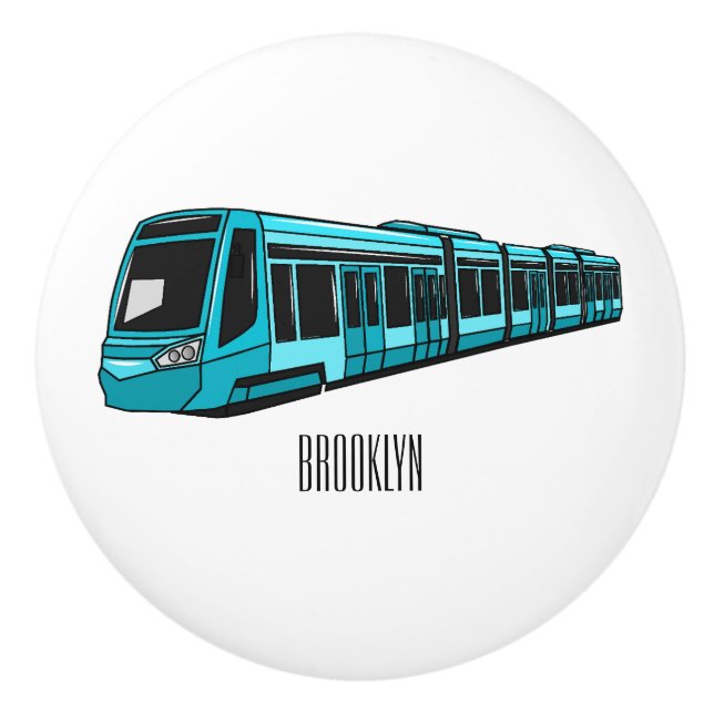 Electric locomotive cartoon illustration ceramic knob (Front)