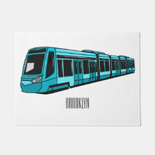 Electric locomotive cartoon illustration doormat