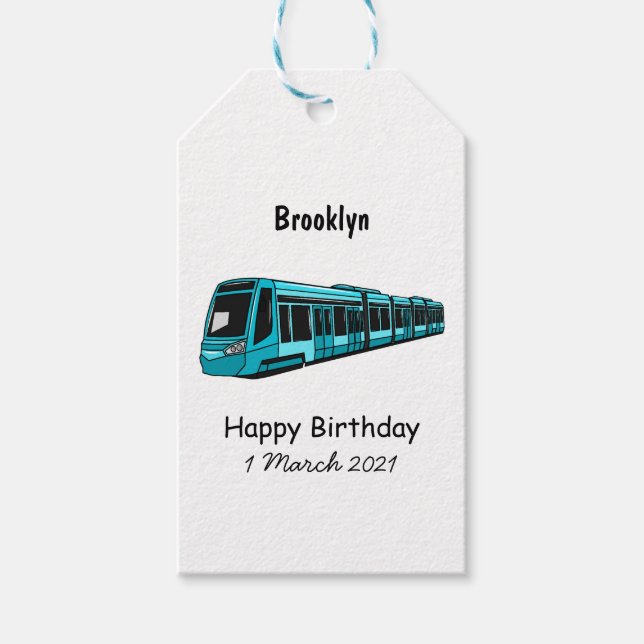 Electric locomotive cartoon illustration gift tags (Front)