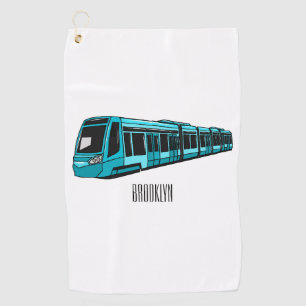 Electric locomotive cartoon illustration golf towel