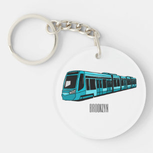 Electric locomotive cartoon illustration key ring