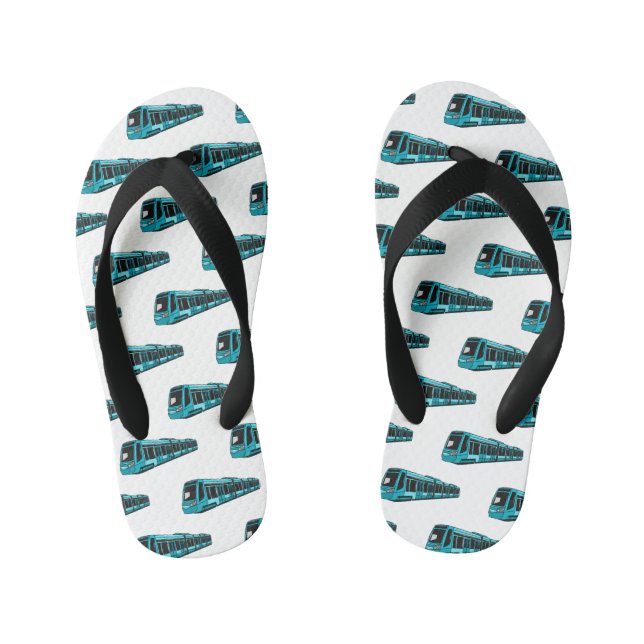 Electric locomotive cartoon illustration kid's jandals (Footbed)