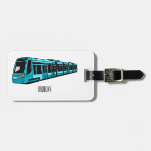 Electric locomotive cartoon illustration luggage tag