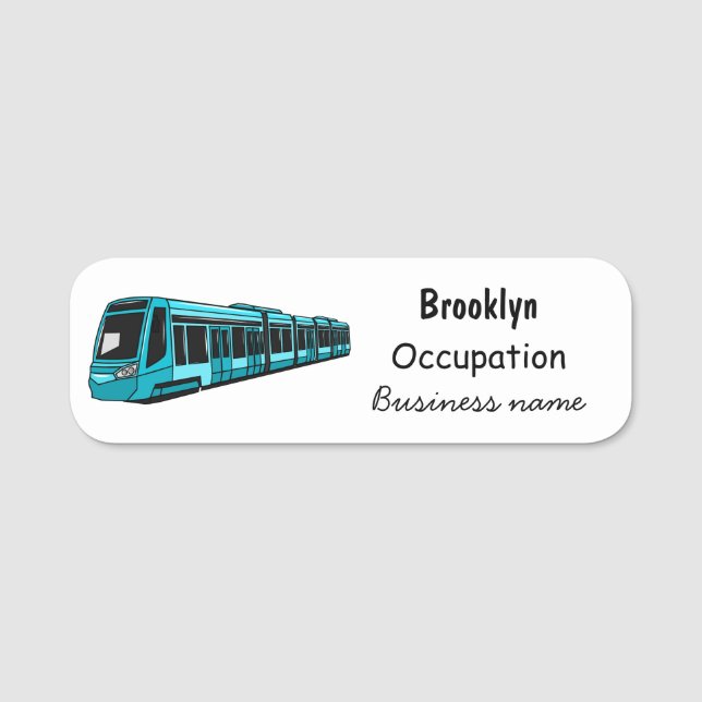 Electric locomotive cartoon illustration name tag (Front)