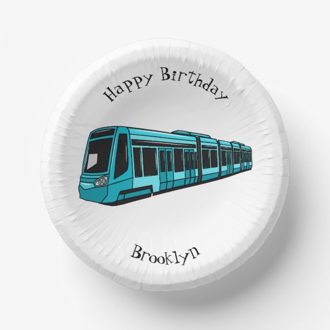 Electric locomotive cartoon illustration paper plate (Front)