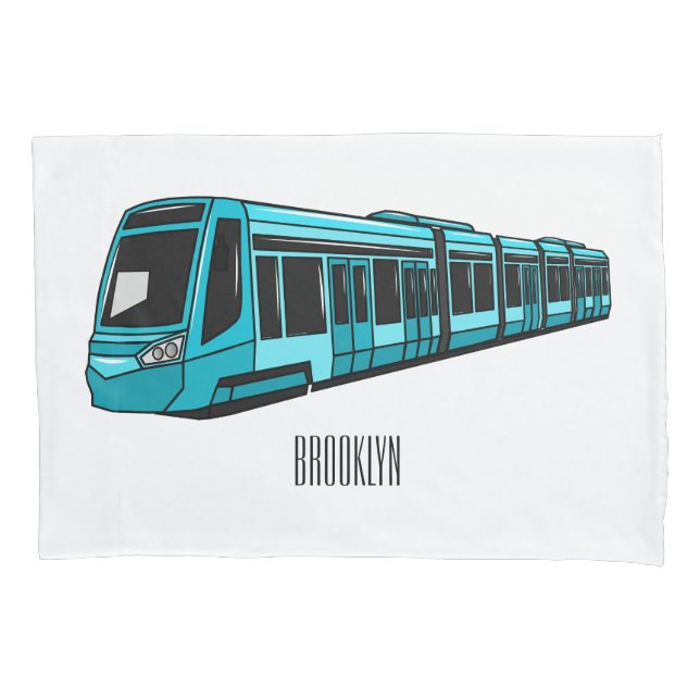Electric locomotive cartoon illustration pillowcase (Front)