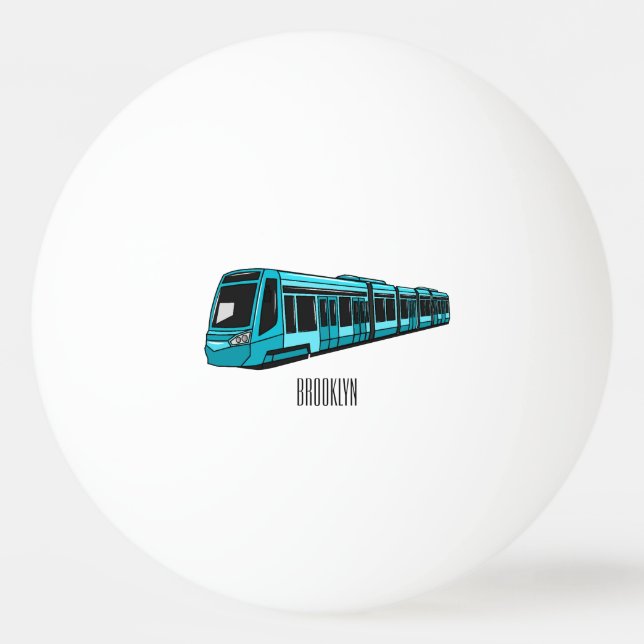 Electric locomotive cartoon illustration ping pong ball (Front)