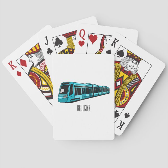 Electric locomotive cartoon illustration playing cards (Back)
