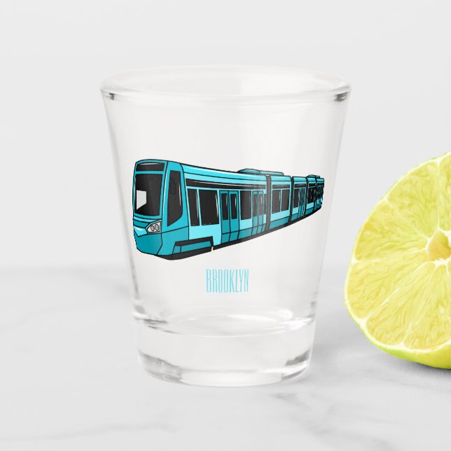 Electric locomotive cartoon illustration shot glass (Front)