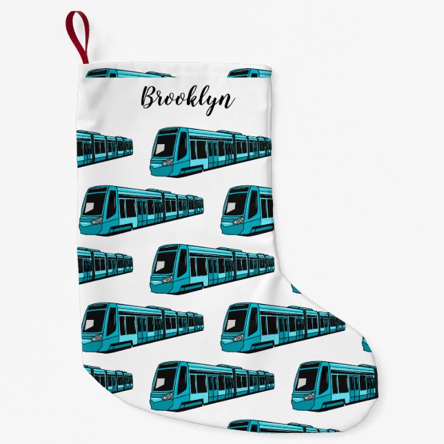 Electric locomotive cartoon illustration small christmas stocking (Front)