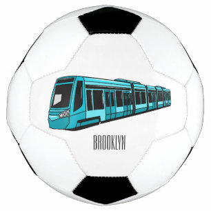 Electric locomotive cartoon illustration soccer ball